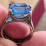 A Vintage Sterling Silver Gemstone Blue Emerald Cut Ring. Ring Size K Total Weight 5.86 Grams. Image 5
