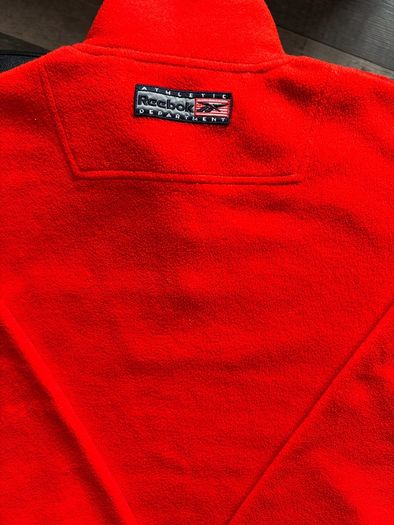 Vintage Reebok Red/Orange Fleece Quarter Zip Pullover Jacket Y2K Size L-XL