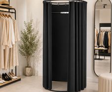 Fitting Room Portable Dressing Room with Thick Polyester Curtains, Privacy Space with Shading Curtain and a Hook, for Boutique, Mall, Tailor's Store & Outdoor Activity