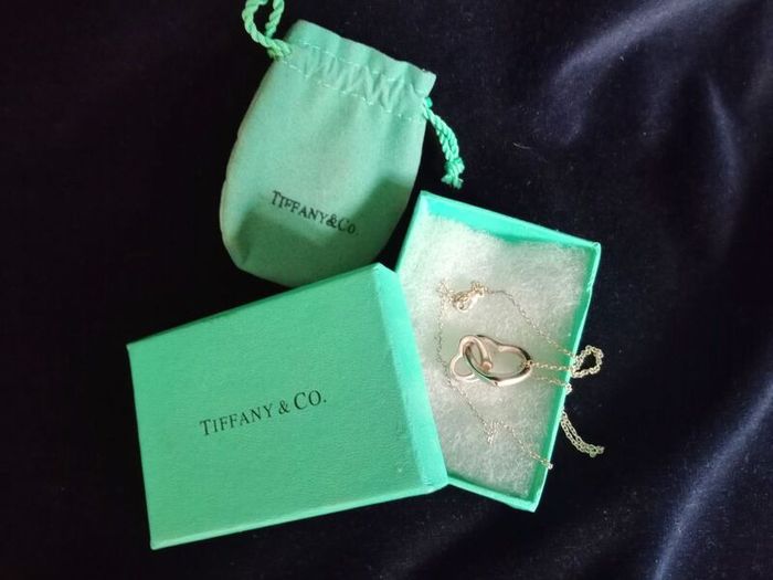 Tiffany and Co silver pendant, double Open Heart, Elsa Peretti