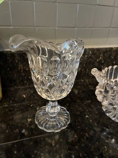 Vintage Crystal Milk & Sugar Bowls