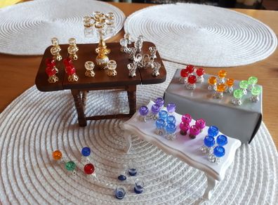Sets of drinking glasses for dolls house