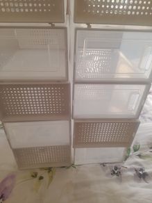 10 x  durable stackable storage shoe boxes excellent condition