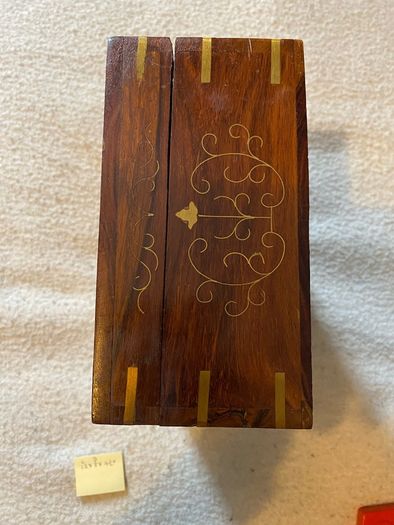 Jewellery Box Inlaid With Brass And Lockable
