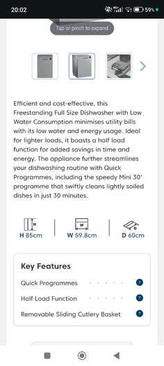 New Beko 60cm Dishwasher