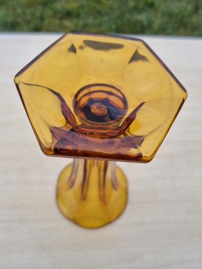 Art deco bohemia glass amber vase