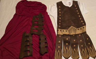 Cool Roman soldier costume 7-8 y. Includes cape and some leg and arms pieces.