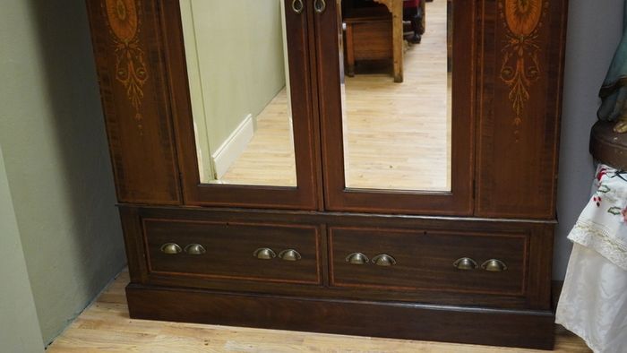 Edwardian Inlaid Mahogany Double Wardrobe