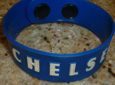 Chelsea Soccer Rubber Wrist Band With Two Snap Buttons To Adjust Length