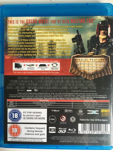 Dredd 3D [2012] Karl Urban [3D/Blu-ray Movie]