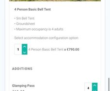 All Together Now Glamping Basic Bell tent 4 person + Glamping passes