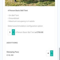 All Together Now Glamping Basic Bell tent 4 person + Glamping passes