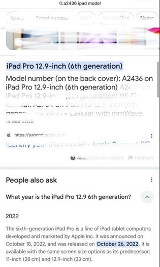 iPad Pro 12.9" 6th Gen 128 GB Wi-Fi