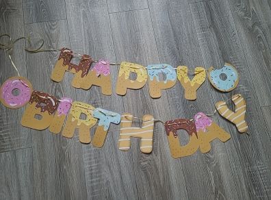 Happy birthday donut party banner