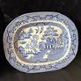 Vintage / Antique x2 Medium Size Blue Willow Oval Serving Platters Image 10