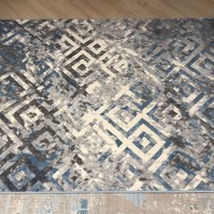 Modern Blue & Gray Geometric Rug - As good as new