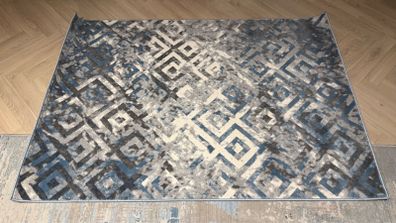 Modern Blue & Gray Geometric Rug - As good as new