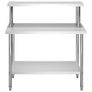 Kitchen Work Table with Overshelf Stainless Steel Image 2