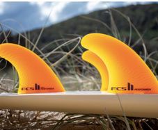 FCS II Large Performer Neo Glass Thruster Surfboard Fins - Pacific Mango