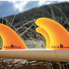 FCS II Large Performer Neo Glass Thruster Surfboard Fins - Pacific Mango