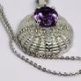 Sterling silver Victorian Shield Inspired Moroccan Amethyst , White Zircon Pendant with Chain (Size 20) in Rhodium Sterling Silver 1.880 Ct. Image 5