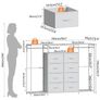 8-Drawer Dresser for Bedroom with Hanging Rack, LED Lights, Fabric Drawers, Metal Frame & Wooden Top, Heavy Duty Cloth Rack Closet Wardrobe with Drawers 150cm W x110cm H, White Image 2