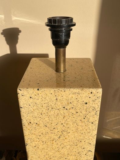 Mid Century French Table Lamp, Vintage Jean Claude Mahey, Lacquer Brass Chrome, 70s