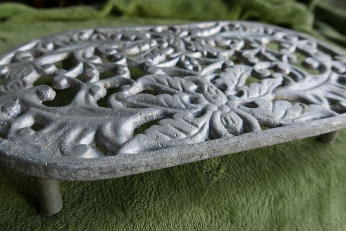 Vintage oval aluminum trivet French Vintage ByIsa