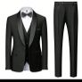 Men Slim 3 Pieces Set Business Networking Formal Tuxedo Prom Suit Male Groom Wedding Blazers Dress Jacket Coat Pants Vest Image 2