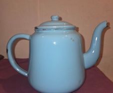 Vintage Chinese Light Blue Enamel Tea Pot