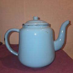 Vintage Chinese Light Blue Enamel Tea Pot