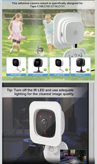 Security camera adhesive window mount for Tapo C100/C101/C110/C111