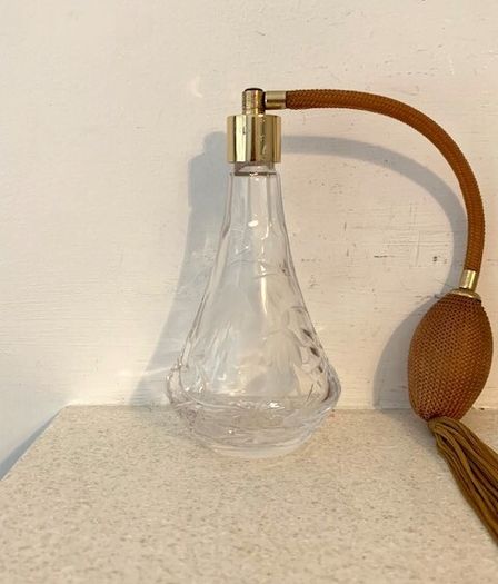 Vintage Signed Stuart Crystal Perfume Atomizer 1980s