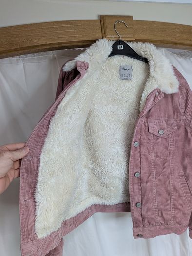 Denim Co Pink Corduroy Sherpa Trucker Jacket Womens Size 12