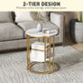 Set of Two Marble-Effect Coffee Tables - White/Gold-Tone Image 6