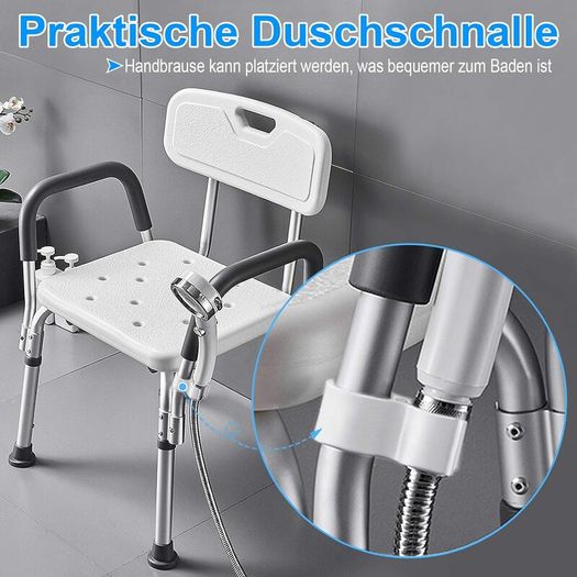Shower Stool Height Adjustable - Shower Chair for Seniors Pregnant Women Bath Chair for Shower (with Arm and Backrest):AVAILABLE FOR COLLECTION