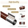 89-236cm, 25mm Diameter Metal Extendable Curtain Rod with Brown Imitation Wood Grain Texture, Wooden Curtain Pole for Window or Door Image 5