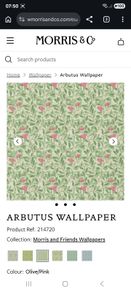 William Morris arbutus wallpaper - olive/pink