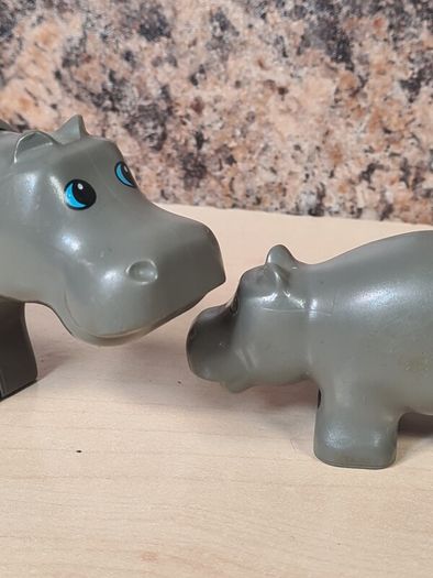 Vintage LEGO DUPLO Hippopotamus adult and baby big small
