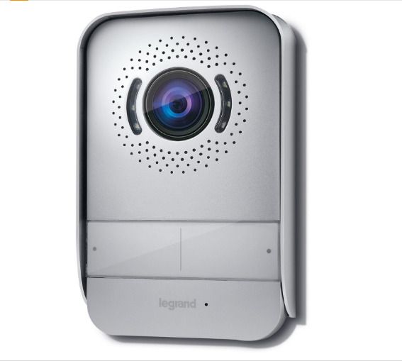 Legrand video intercom kit, consisting of an interior video monitor with a 4.3-inch color screen and wide-angle night vision exterior intercom, white finish.