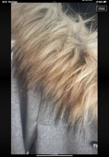 jacket Zara grey wool hooded jacket with fur medium