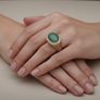 18k Gold Cabochon Jade Statement Ring(13.5 grams) Image 4