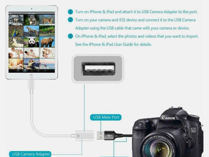 Genuine Lightning to Jack Cable Adapter USB iPhone Certified Apple MFI USB A OTG Camera Socket