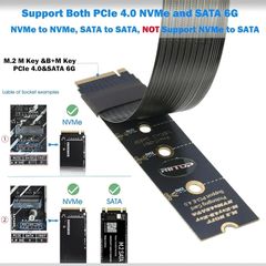 M.2 NVMe Extension Cable NVMe Extender for M-Key and B+M-Key SSDs in Sizes 2280-2260-2242-2230 Supports PCIe 4.0 and SATA 6Gbps 30 cm