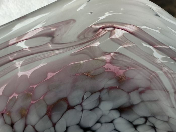 Hand blown curved glass dish