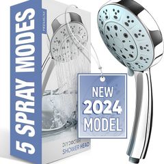 NEW SALE | Water Saving Shower Head - 5 Adjustable Spray Modes - Stunning Chrome Finish