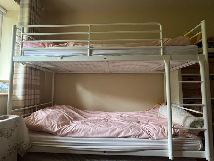 Cream steel bunk beds