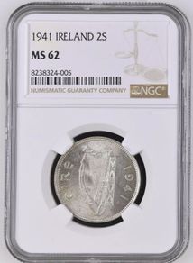 Ireland 1941 | Florin | Irish 2 Shillings | Salmon | KM.15 | MS 62