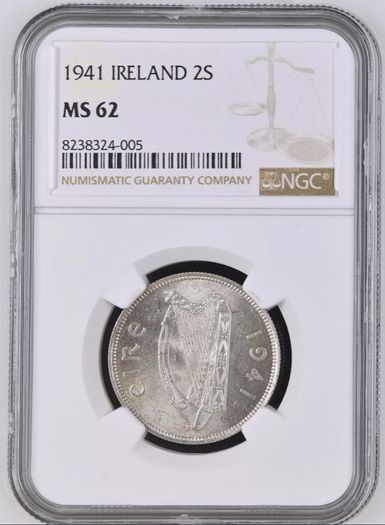 Ireland 1941 | Florin | Irish 2 Shillings | Salmon | KM.15 | MS 62