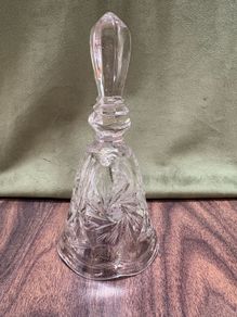 Vintage Irish Lead Crystal Hand Bell, Boyne Valley Pinwheel Pattern w/ Label